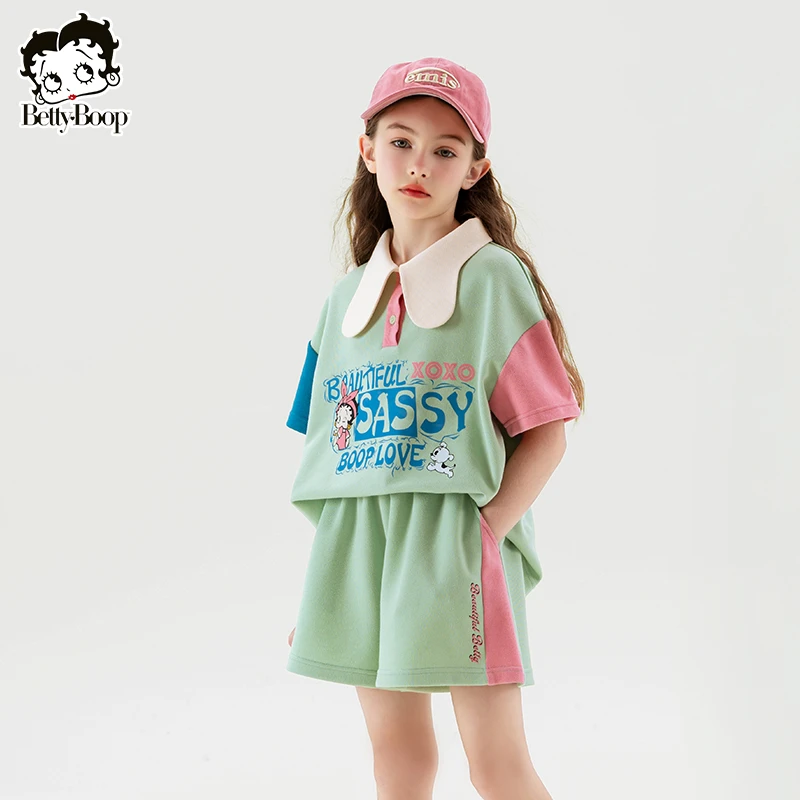 贝蒂女童夏季运动短袖短裤套装2025韩系大童儿童夏款两件套24136