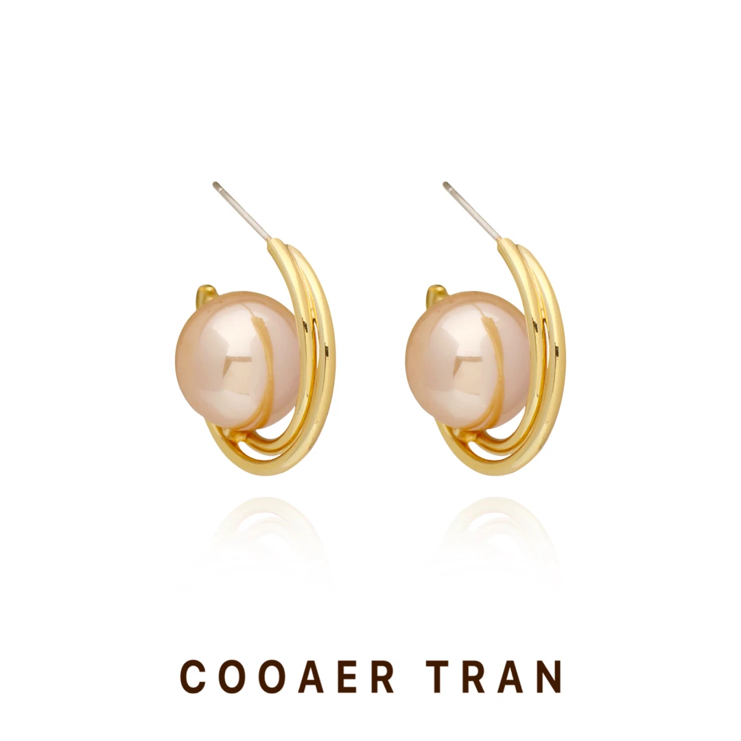 铜合金耳饰 【沐辰】简单时尚百搭创新法式小众设计气质耳饰RH9022#