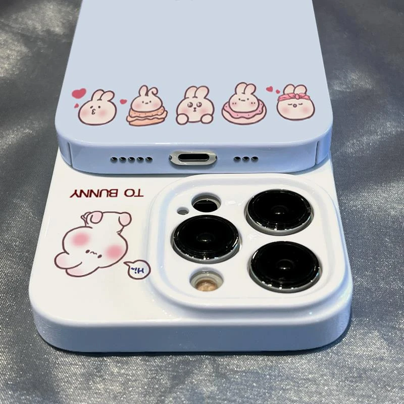 菲林软壳防摔呆萌小兔子适用苹果16华为reno13小米15vivox200 1加