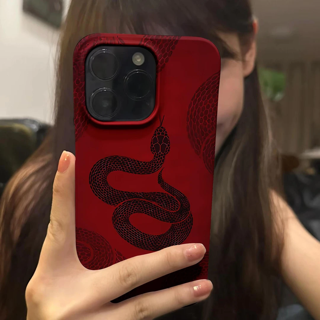 奥菲顿艺术简约红蛇适用iPhone16/15pro果冻13手机软壳14苹果12套