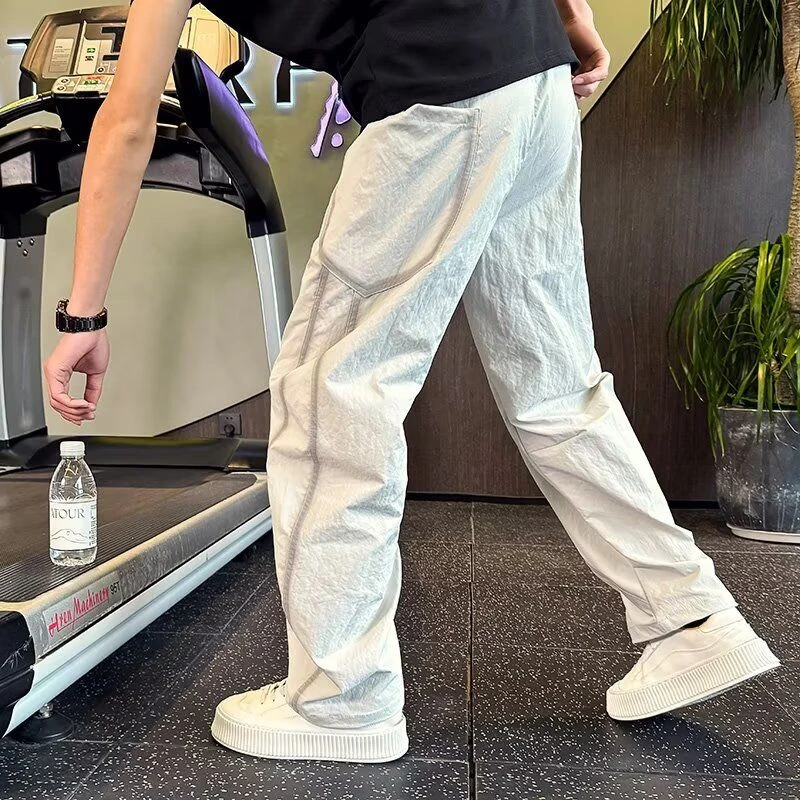 夏季薄款休闲裤男款宽松潮牌运动裤港风潮男新款夏天百搭直筒裤子