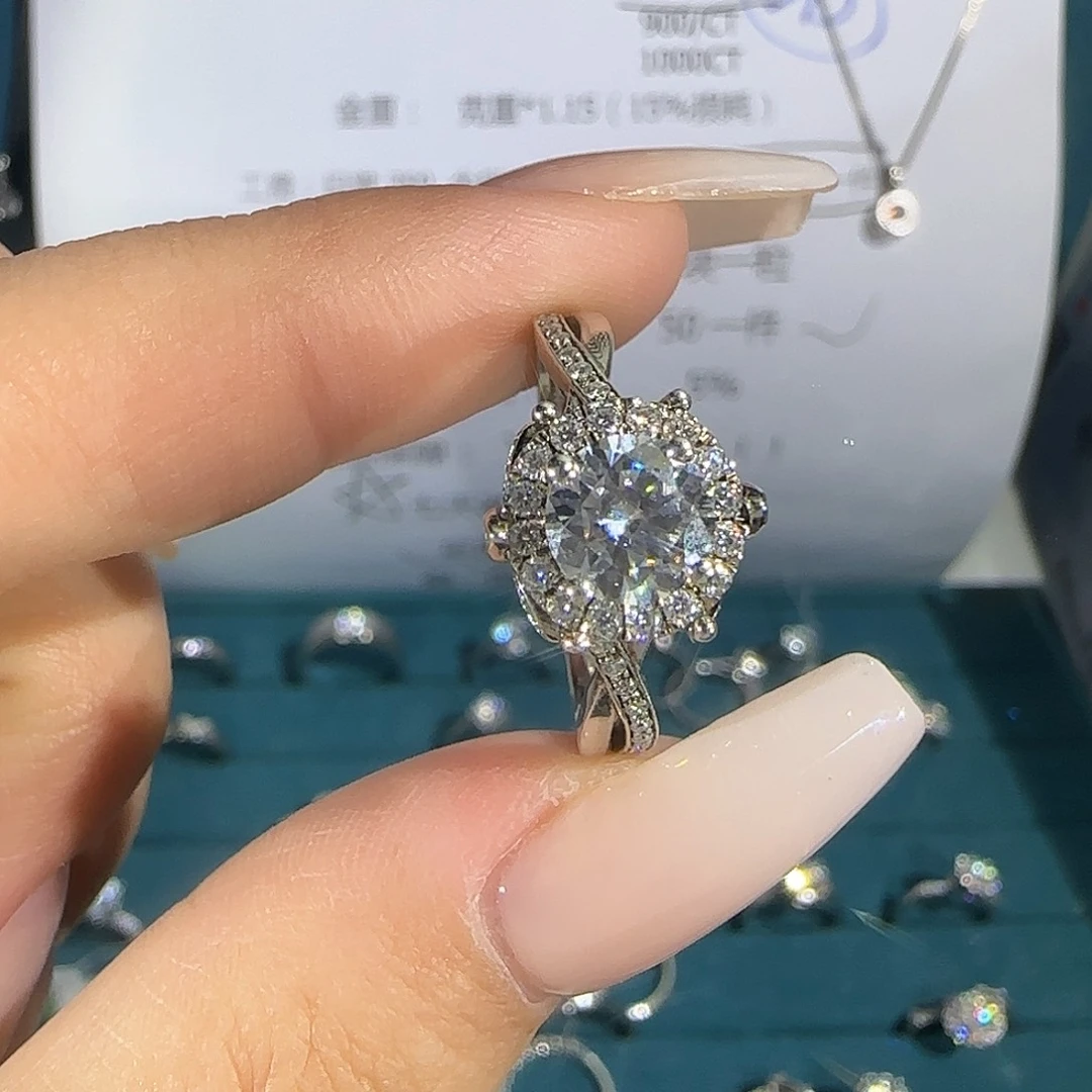 实验室培育钻石铂Pt950镶嵌一克拉王室庄园16圈口（6克多）