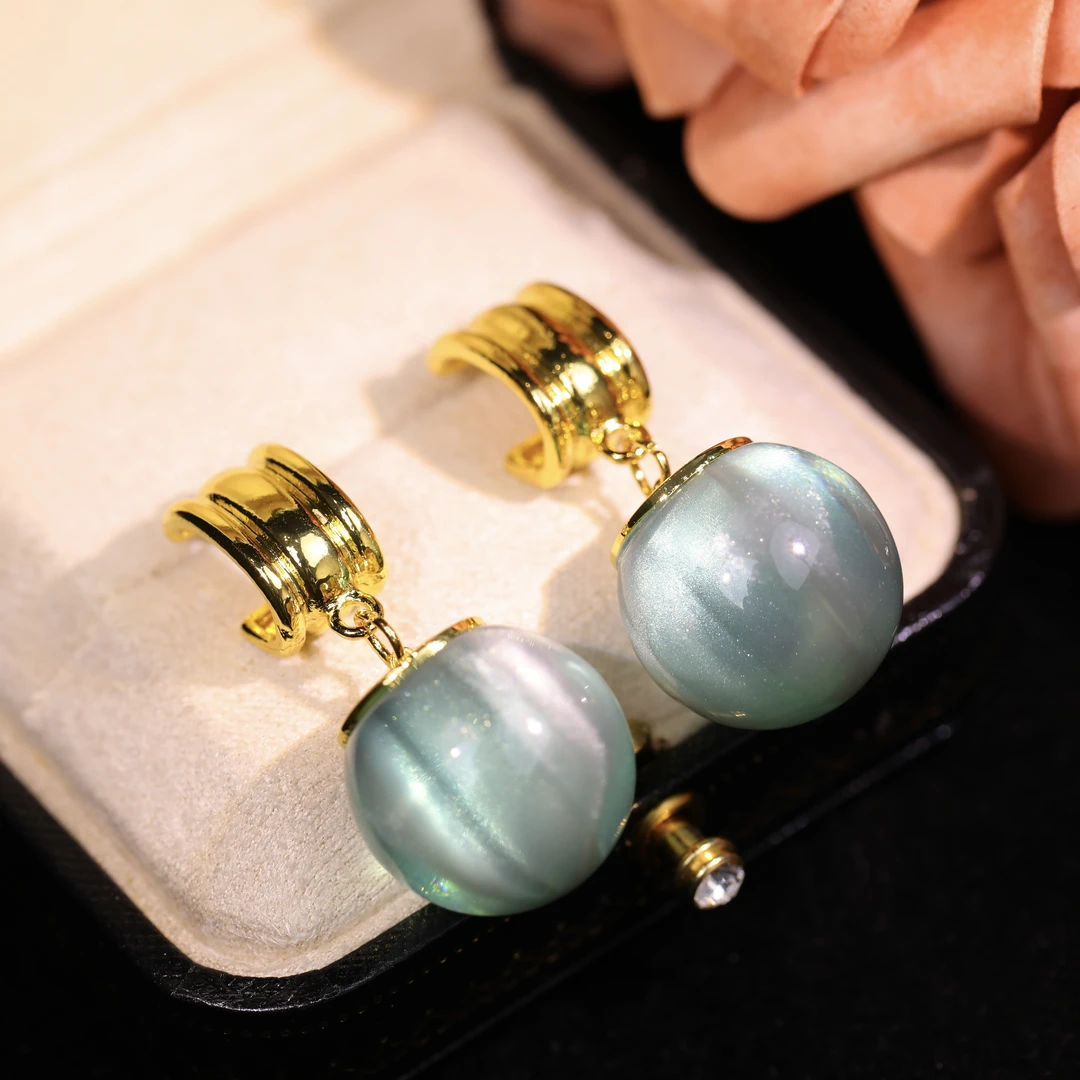 铜合金耳饰 【镜蓝】轻奢时尚气质百搭高级蓝色小众设计感耳饰耳环