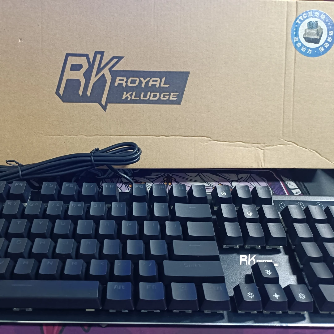 准新品 RK 有线机械键盘104键背光金属面板黑色适台式笔记本电脑