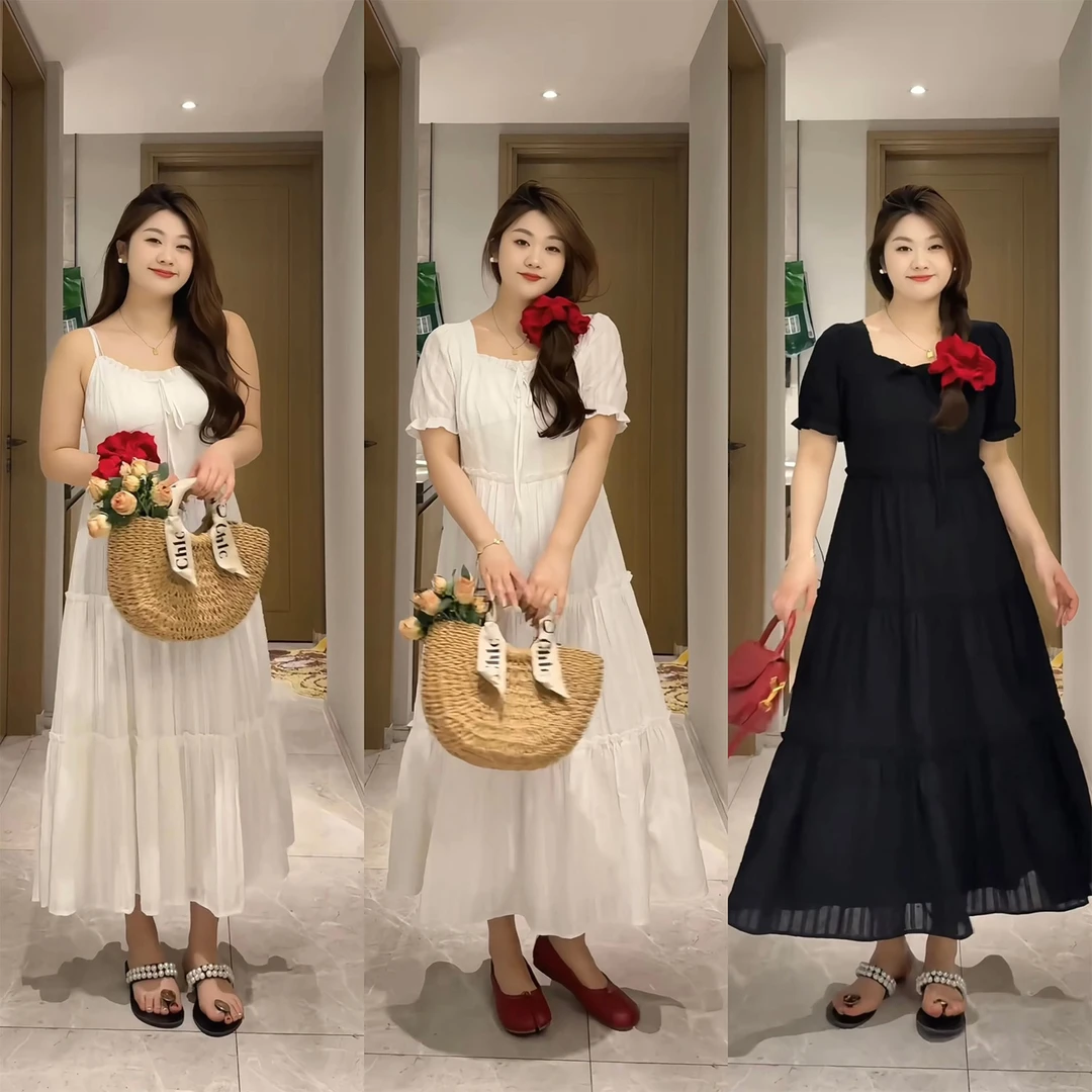 裂渡宣宣【安妮少女】微胖大码女装夏法式吊带裙短袖连衣裙ZY504A22