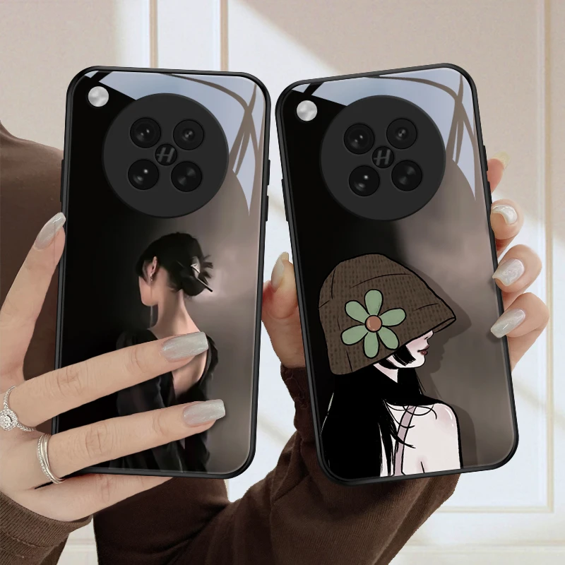 背影女孩适用OPPOFindX8S手机壳FindX8Ultra玻璃网红新款全包时尚