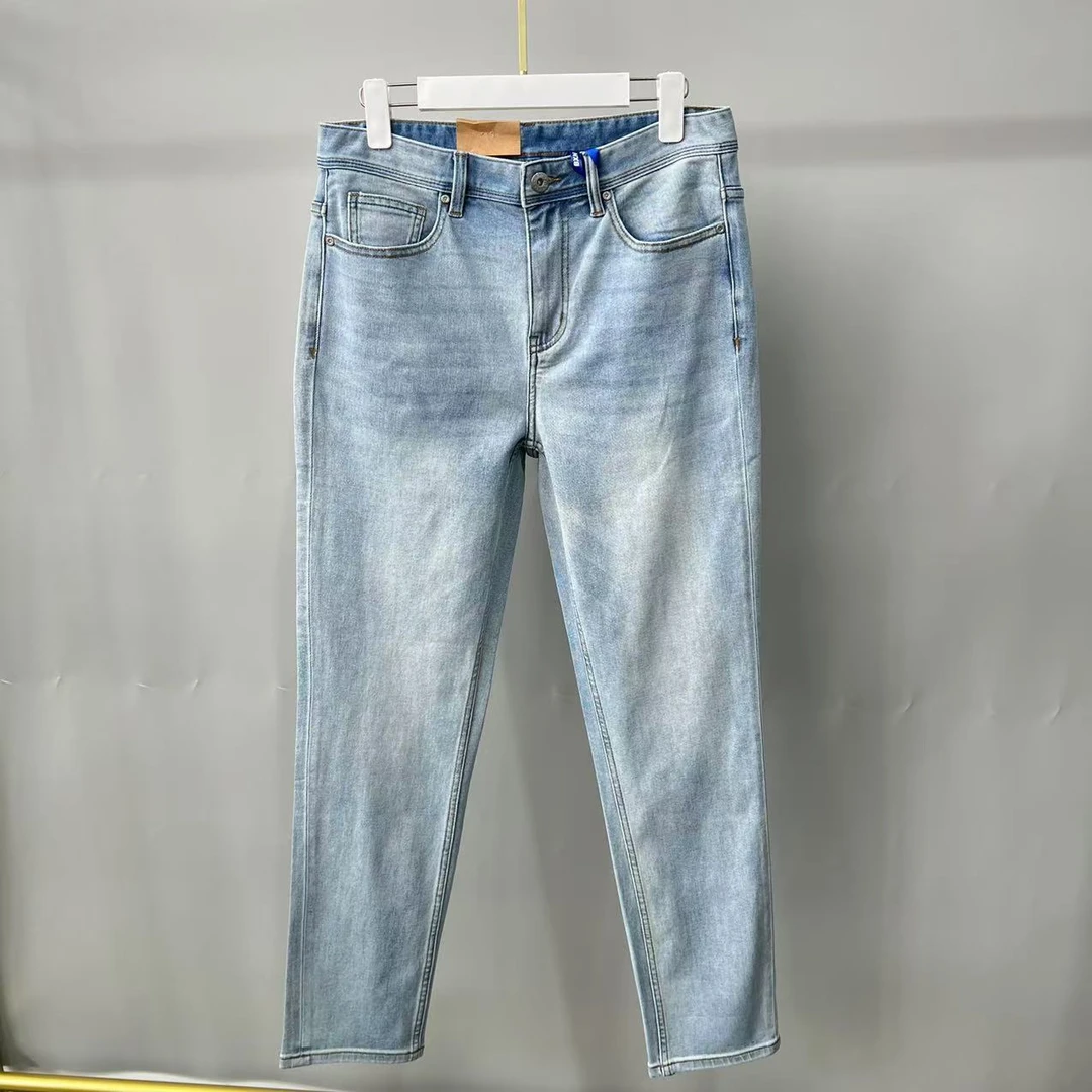 D-7 潮牌男士春秋薄款浅蓝色舒凉直筒牛仔长裤  7066J