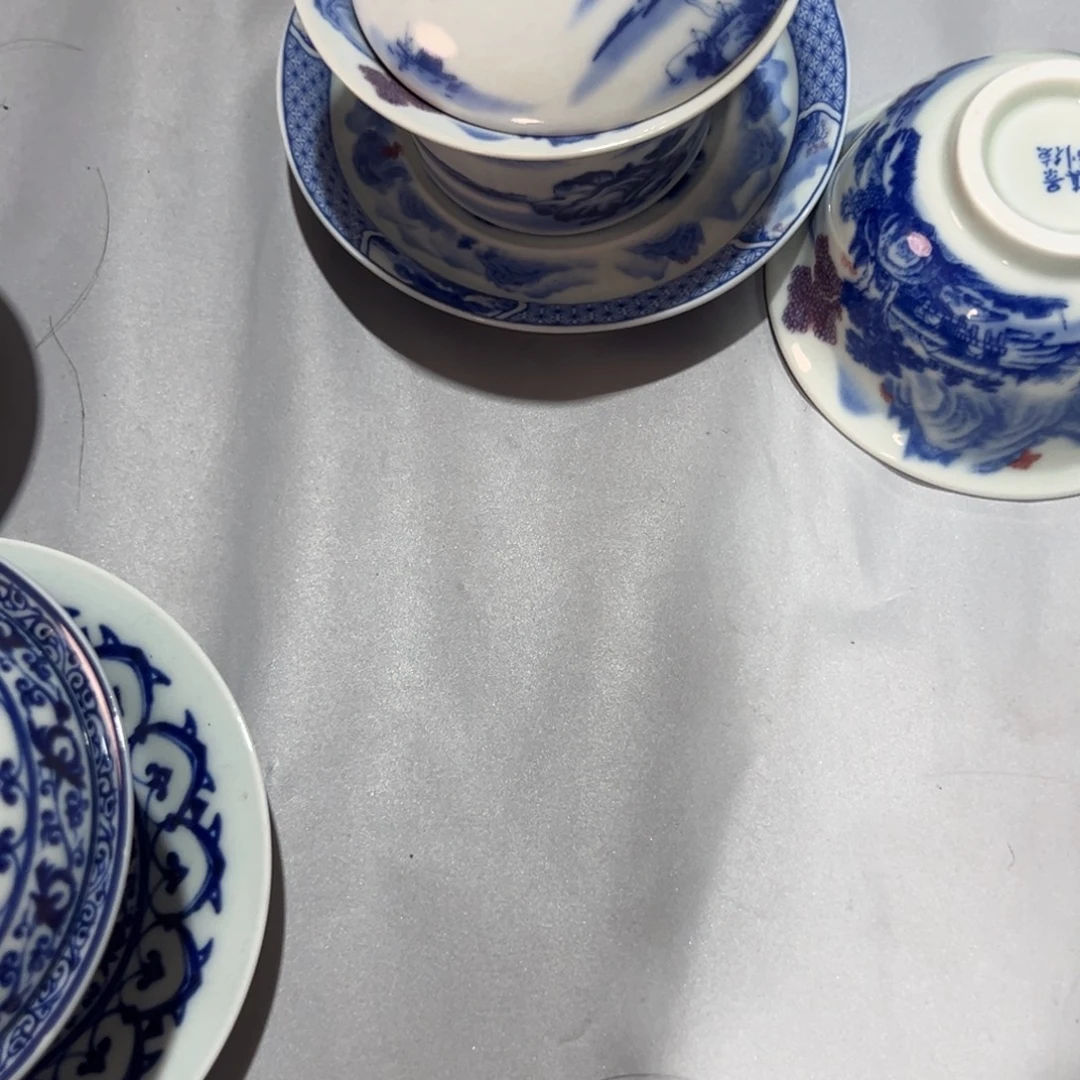 三***爷富春山居图马蹄盖碗加主人杯白