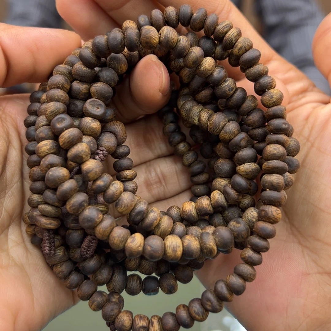 沉香手串乌身沉水虫漏卡6/16g三圈多样性发一