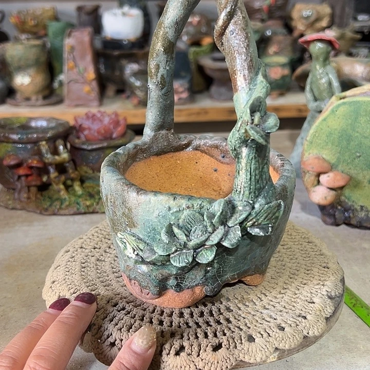 手工粗陶高温花盆不包退换