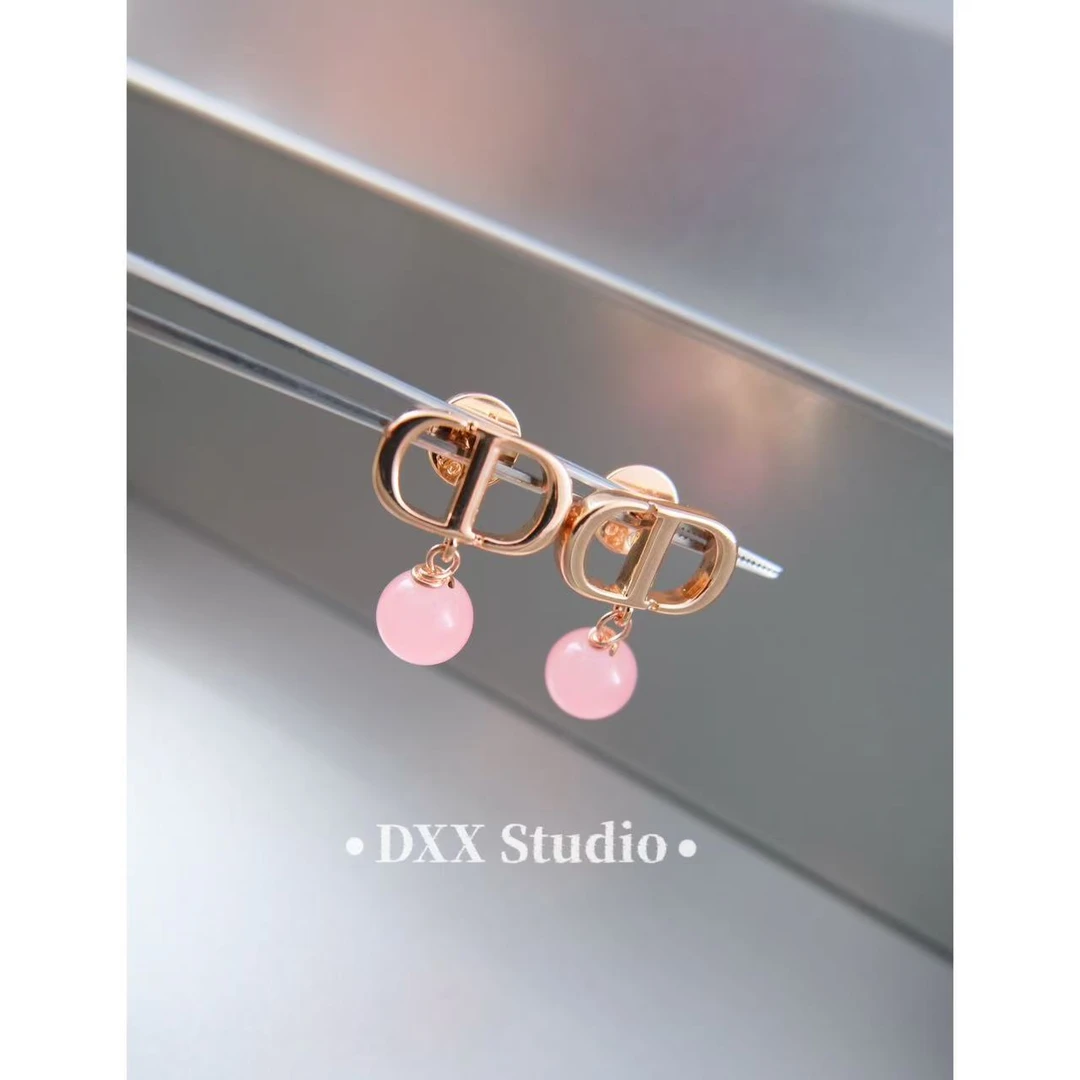 铜合金锆石耳饰 小众设计玫金色粉色系耳饰46147