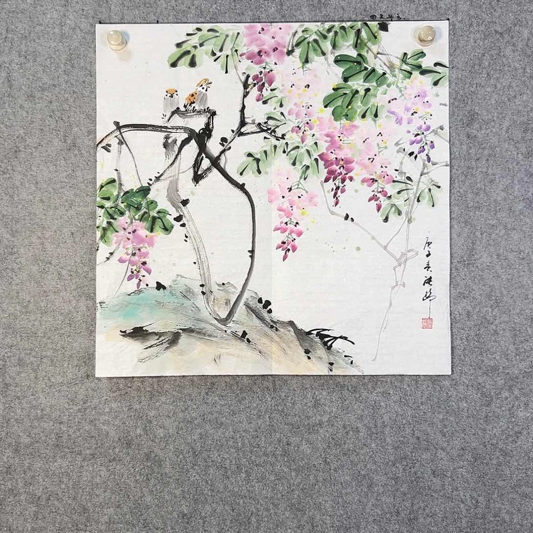 国画319 牡丹之花之叶的颜色和