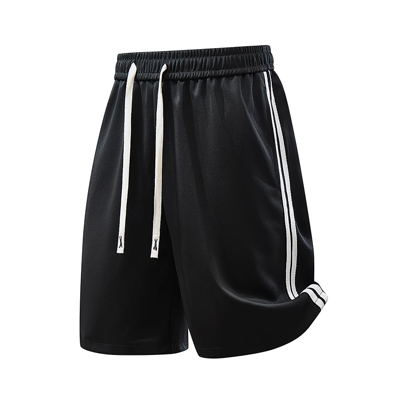 纯色抽绳直筒短裤2025夏季新款青少年透气美式潮流机能休闲五分裤