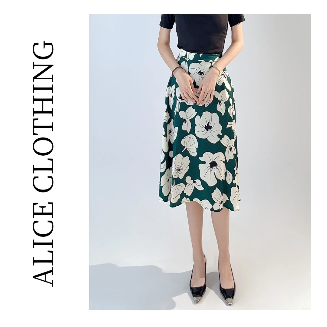 1ALICE 绿意花朵艺术感半裙优雅显瘦 轻盈曼妙 S620282L
