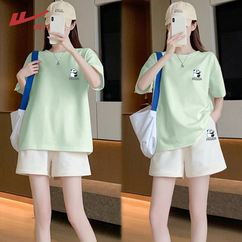 回力2025夏季清凉显瘦洋气衣服宽松T恤三分短裤休闲运动套装女装