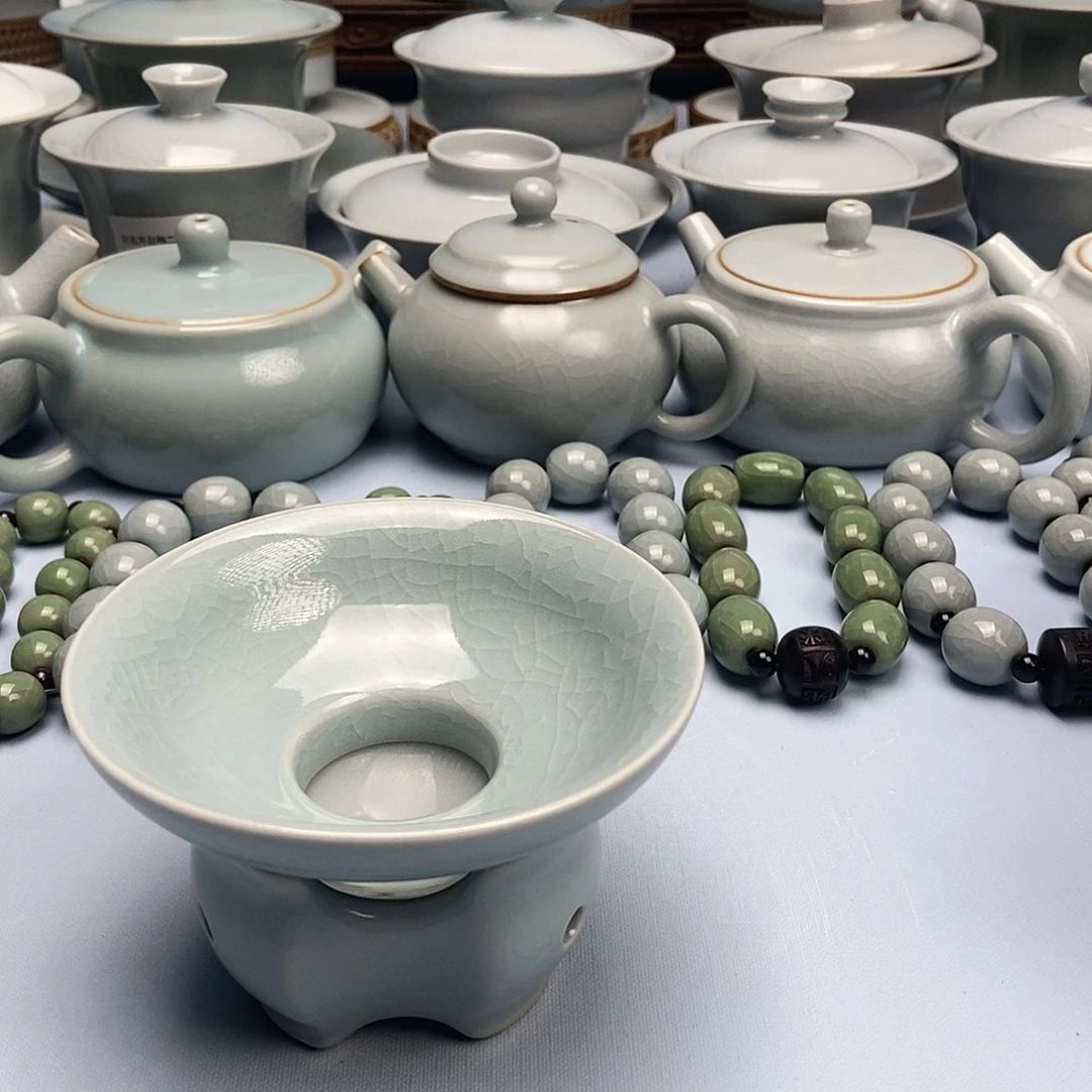 杯天青微辣釉三足茶漏原矿原釉原产地