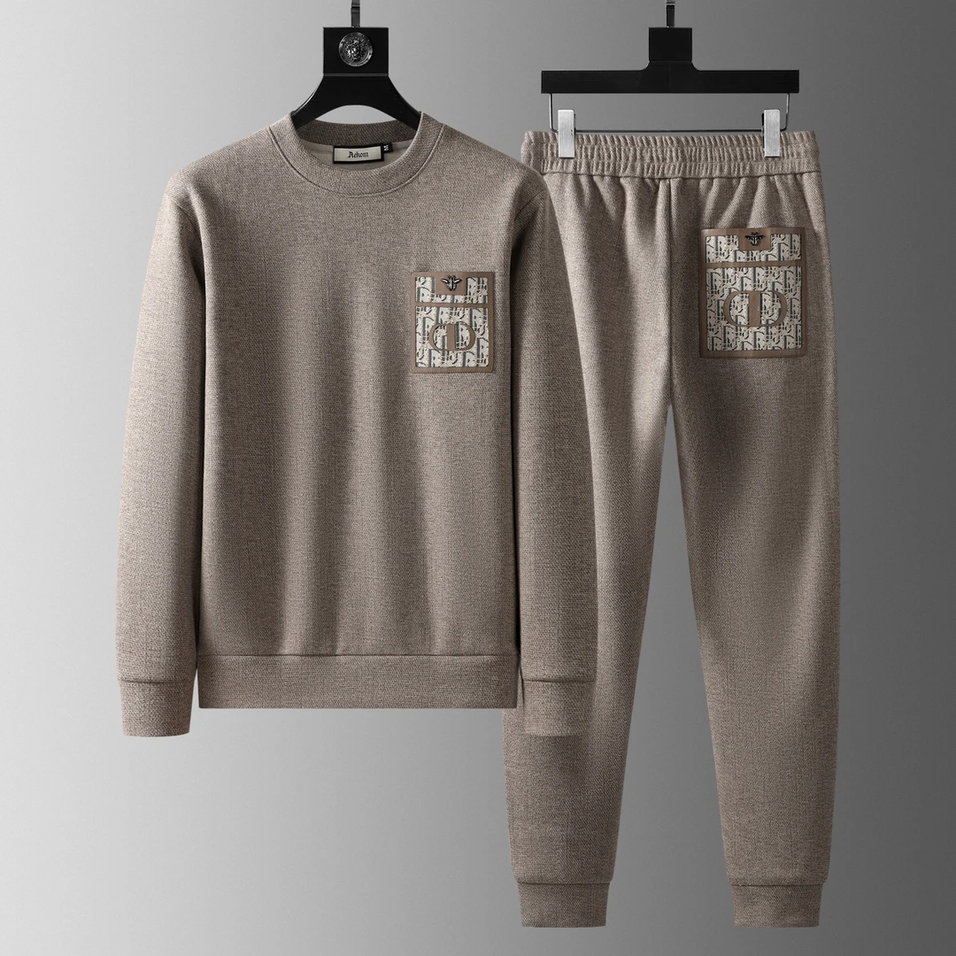 NDSL轻盈保暖秋冬高档亲肤羊毛醋酸卫衣两件套男圆领休闲运动套装