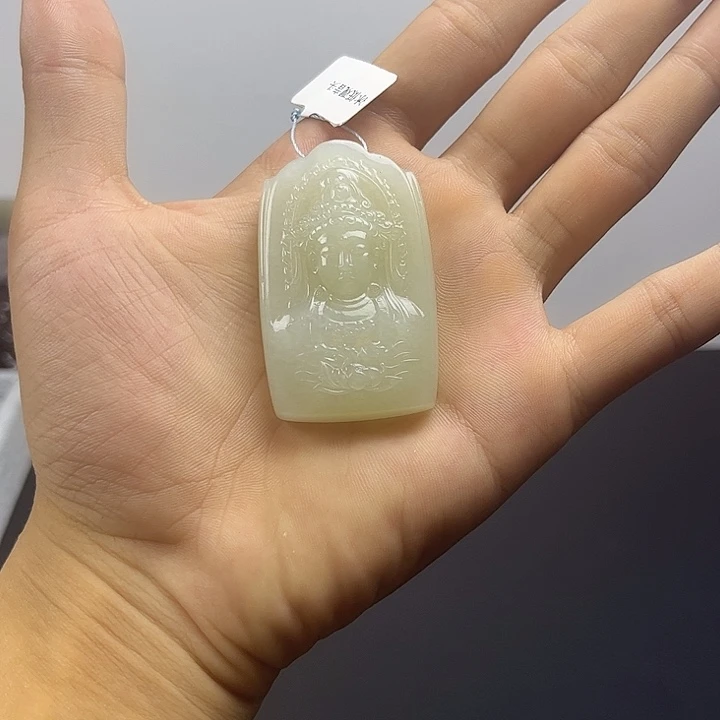 颈饰未镶嵌和田玉和田玉的手持莲花观音吊坠