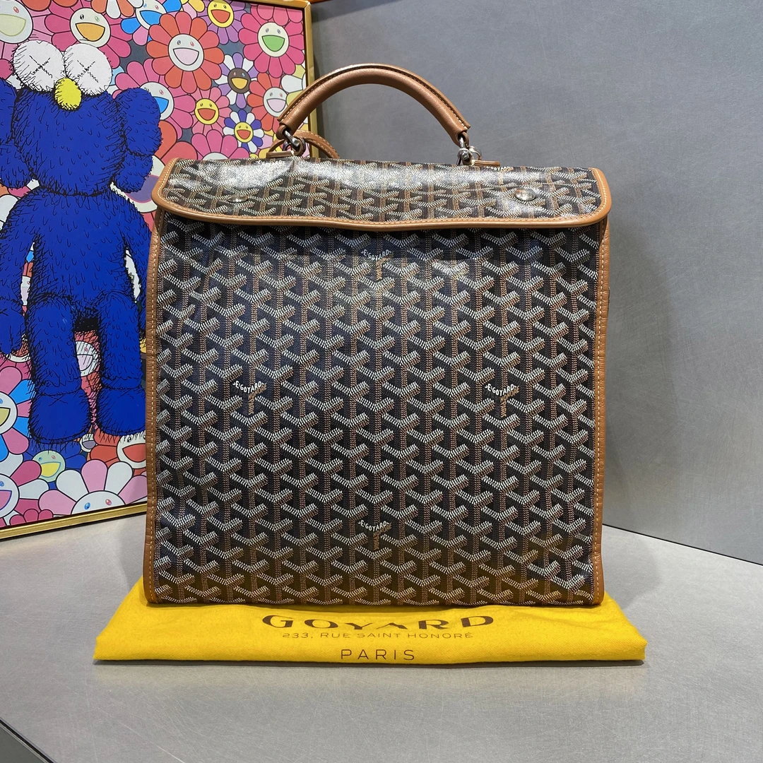 99新 Goyard 戈雅   满印logo 手提双肩Saint leger 棕色焦糖