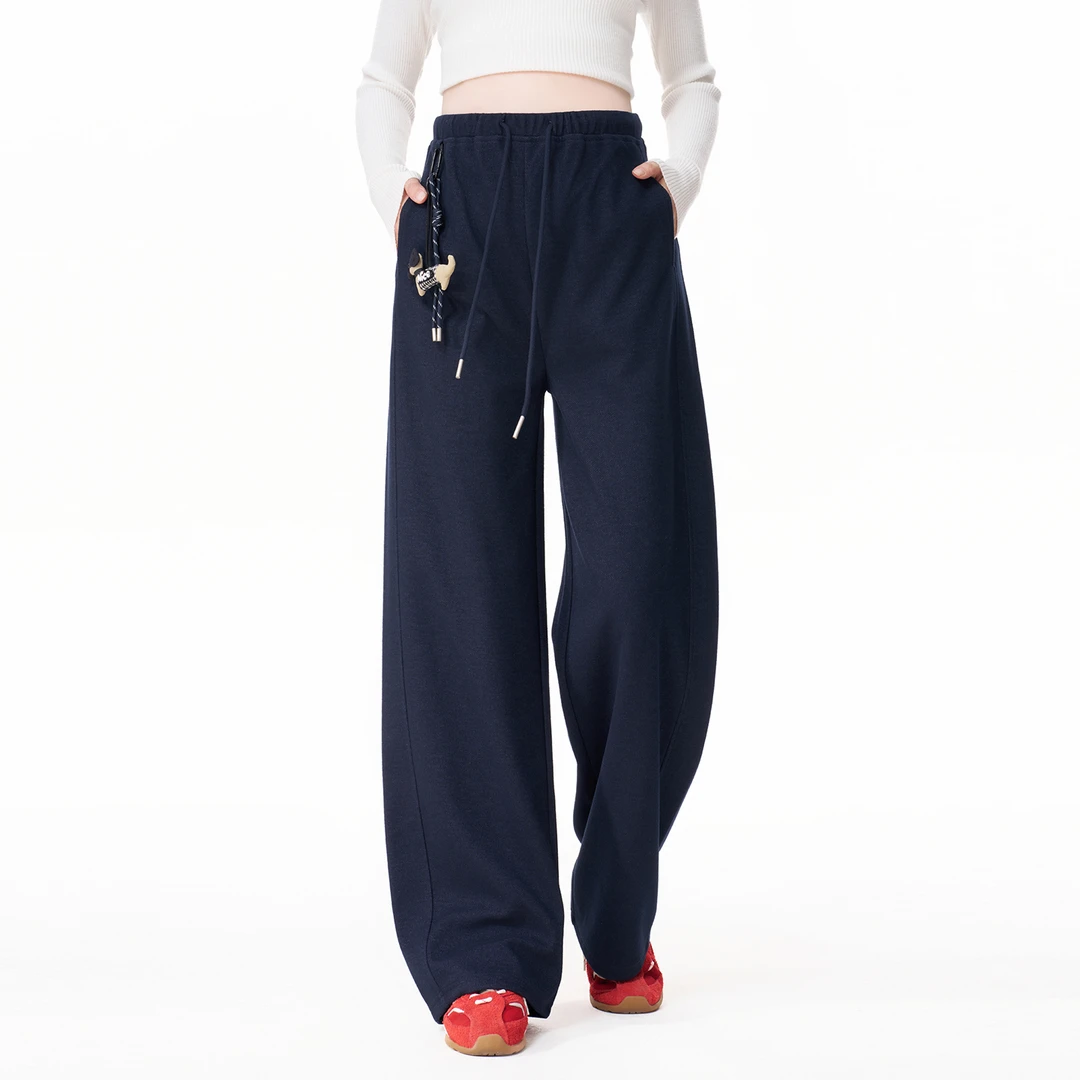 孕妇裤秋冬外穿醋酸羊毛加绒加厚阔腿裤小狗镰刀裤子冬装