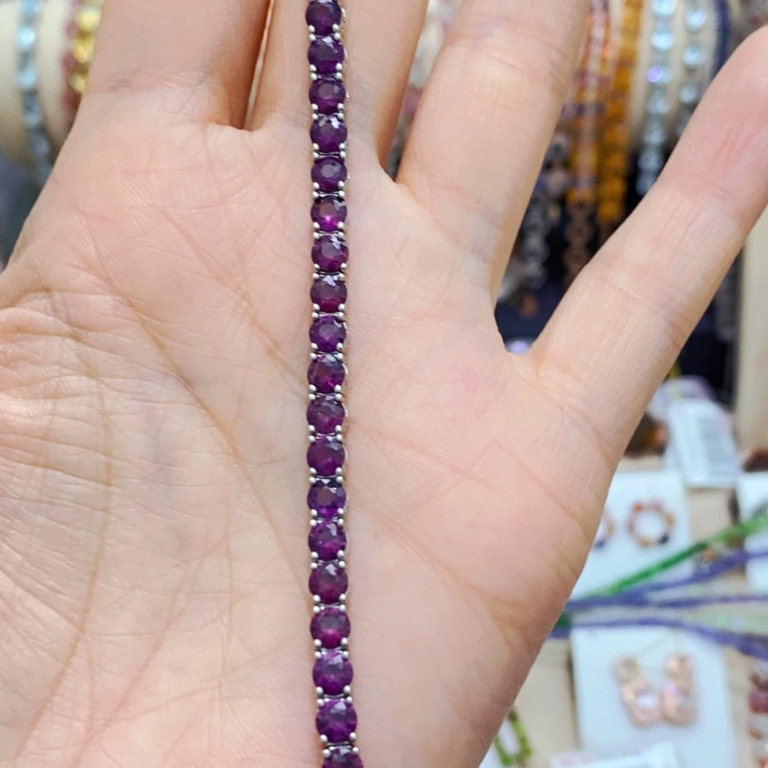 石榴石手链银S925镶嵌