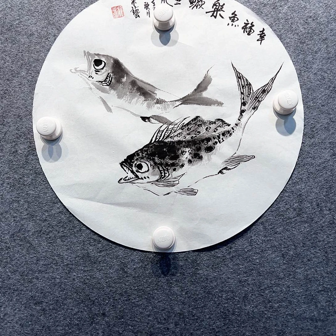 国画纯手绘画心原创