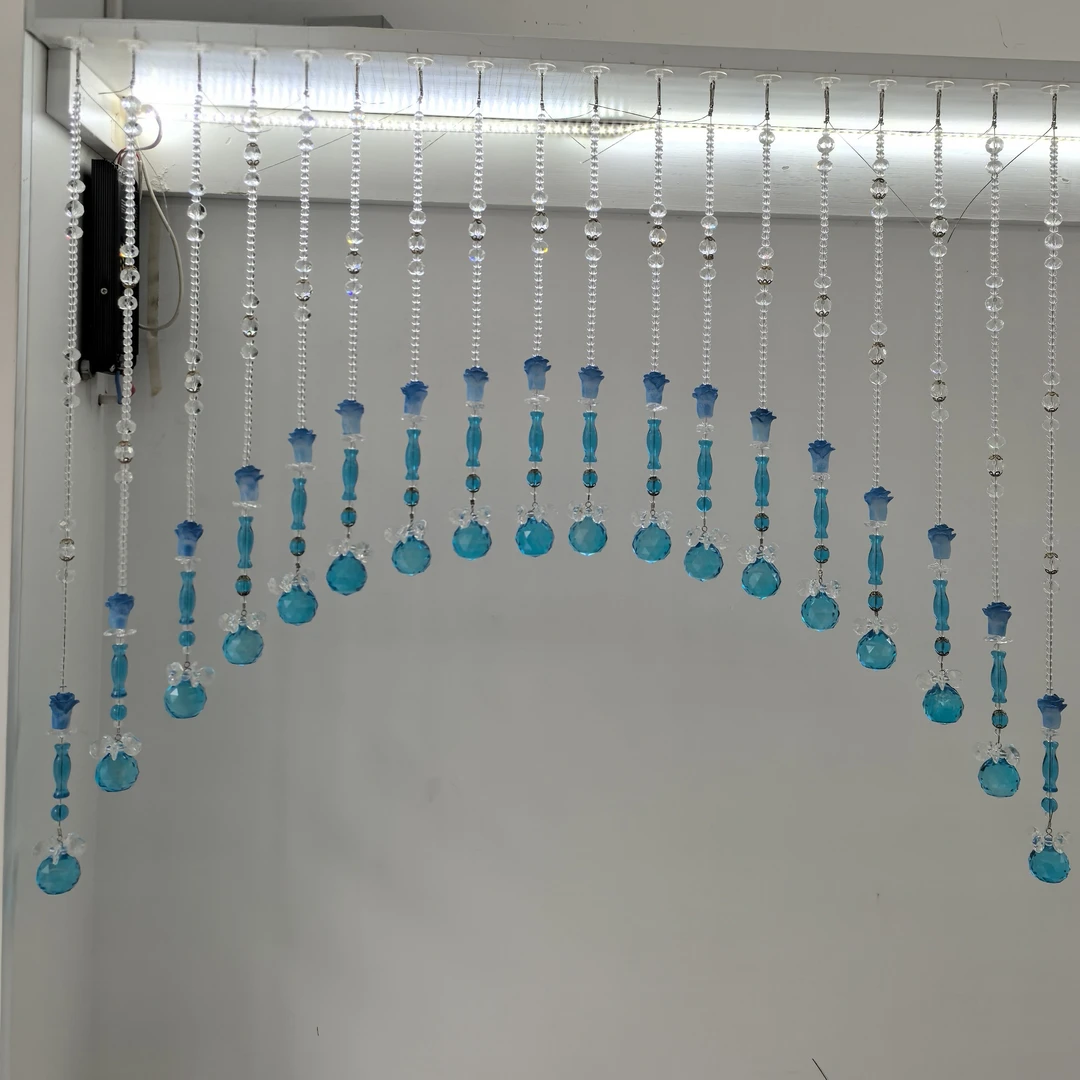 湖蓝色欧式餐厅客厅软隔断水晶珠帘