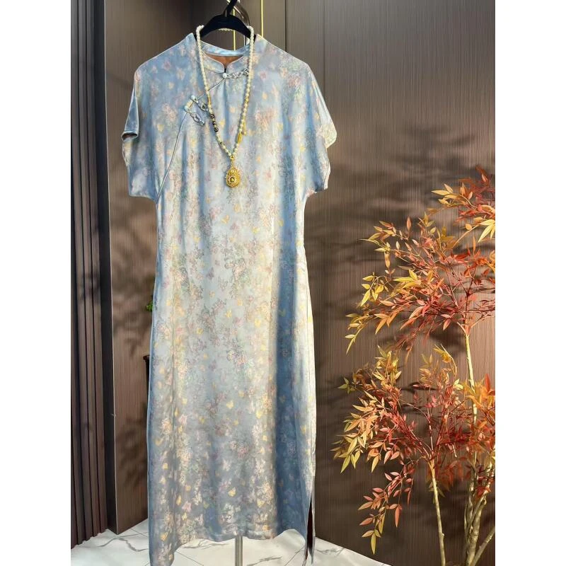 【蓝蝶】新中式国风夏季提花显瘦连衣裙2025B0671-芙姿FZ—梦依