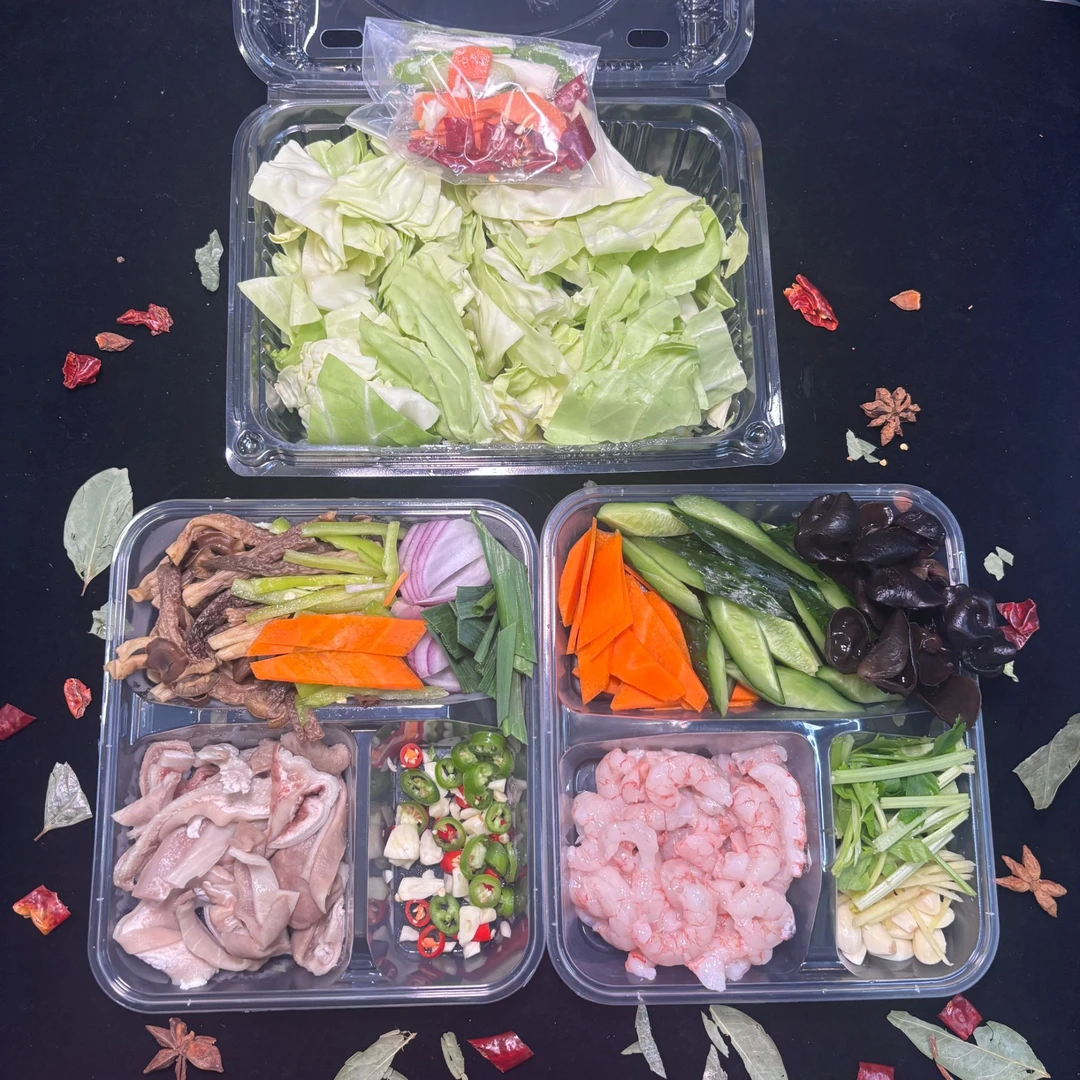 59.9套餐虾仁炒三鲜（炒包菜，鹿茸菇炒猪肚，虾仁炒三鲜（深海红虾）