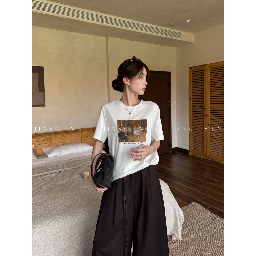 【油画TEE】复古百搭数码直喷油画ins圆领韩版印花艺术纯棉T恤