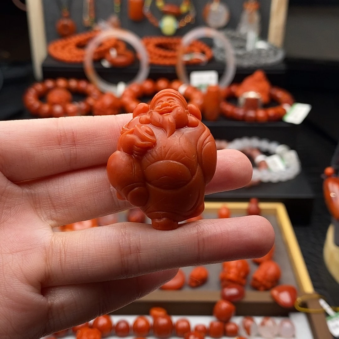 V***_南红玛瑙未镶嵌四川凉山财神