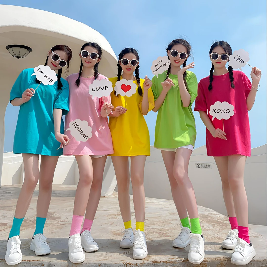 休闲风精品纯棉情侣T恤运动休闲夏季宽松健身韩版纯色简约圆领