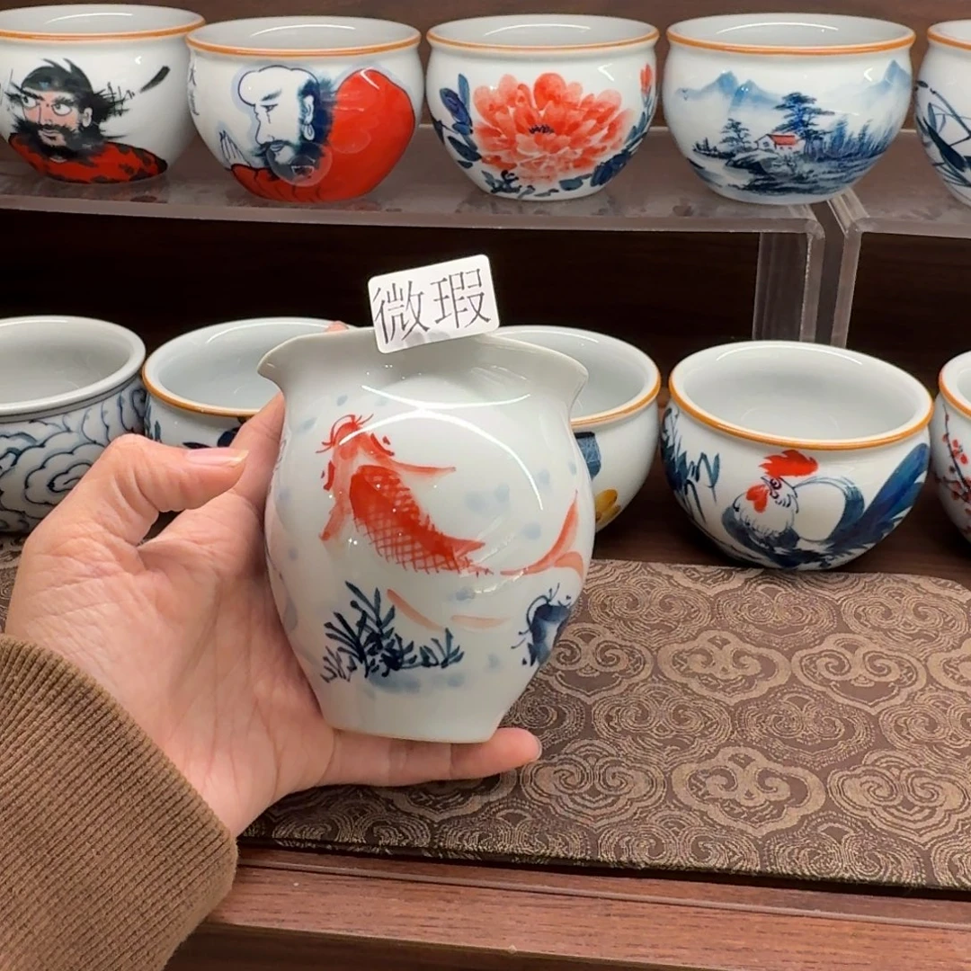 釉下手绘茶具微瑕