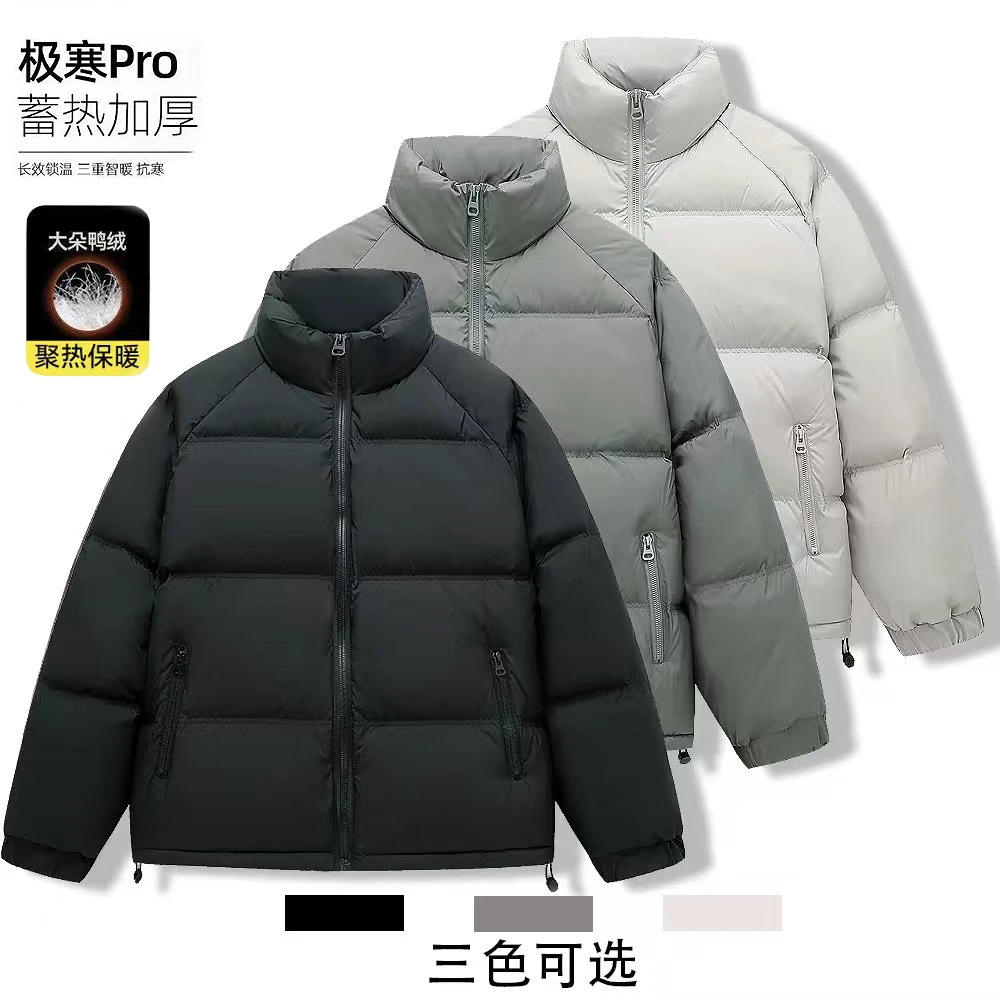 2025冬季新国标男士鸭绒加厚休闲保暖宽松百搭羽绒服立领外套男