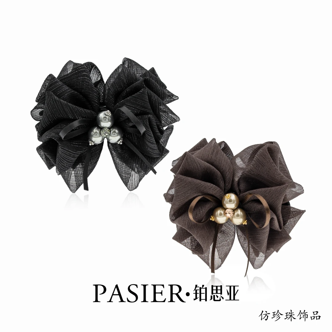 铂思亚 迈阿密海滩 8公分法式优雅蝴蝶结马尾夹丸子夹NN198