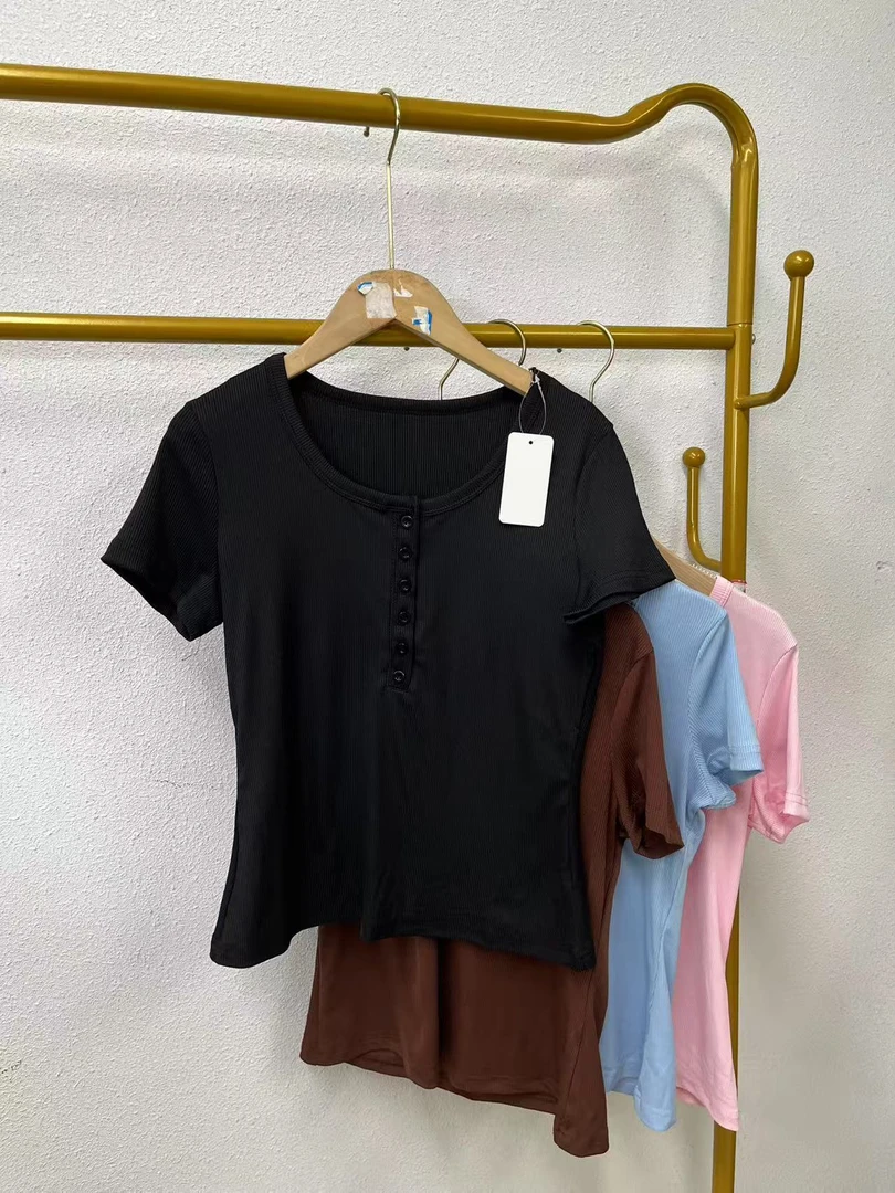 唯琳剪标   8仓A1-9-06款   纯色圆领短袖上衣长59
