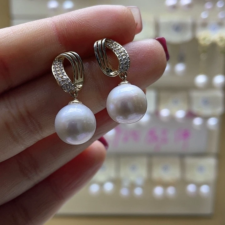 淡水珍珠耳饰银S925镶嵌
