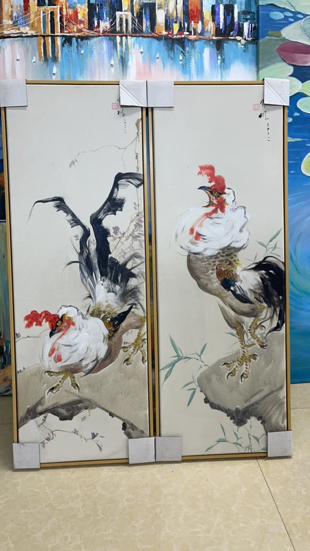 吴丙辉画家新中式单幅价挂画客厅茶室背景墙花鸟装饰画走廊墙画