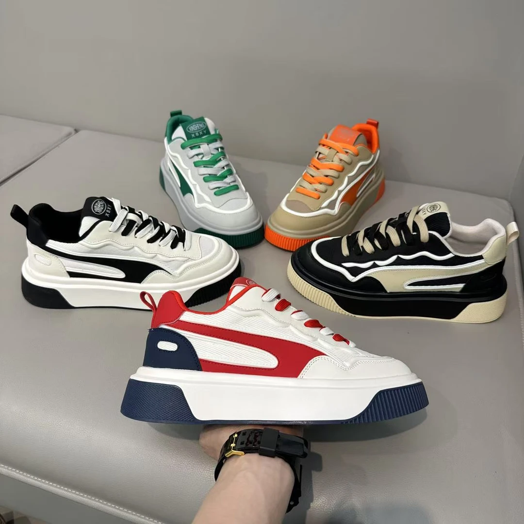 【皮鞋码】2025早春新款皮网拼接轻便百搭男士时尚休闲潮鞋潮流款jk