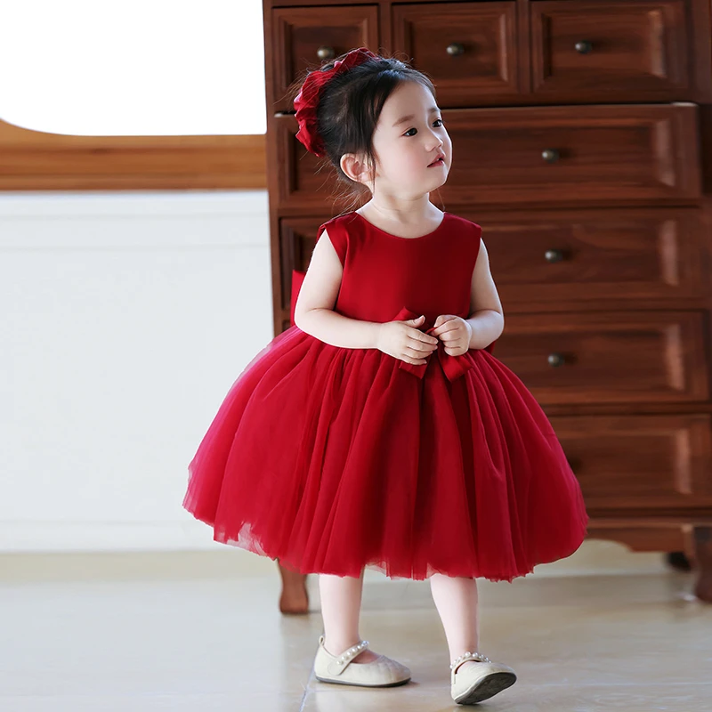 女童连衣裙夏装高端红色儿童生日公主裙一周岁宝宝服装婴幼儿衣服