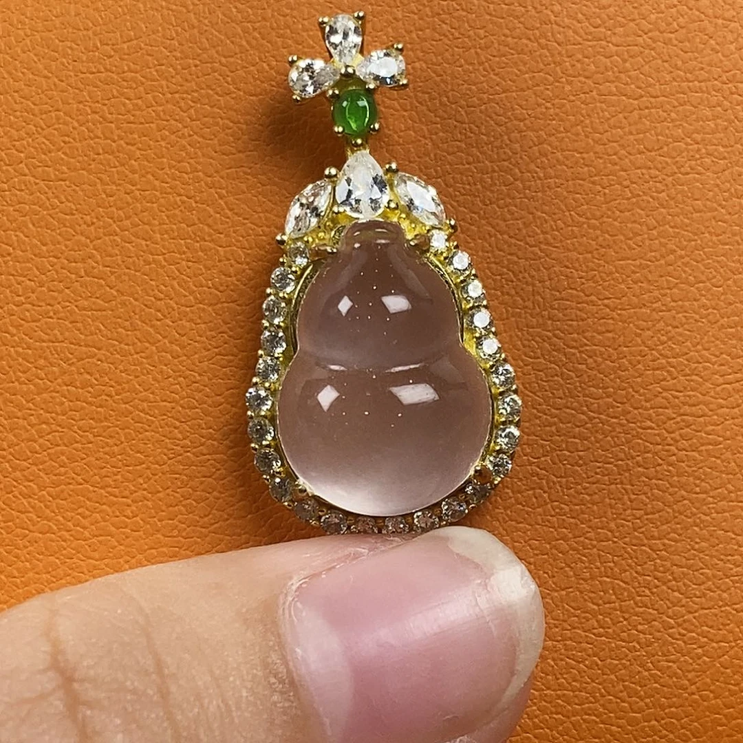 石英质玉吊坠银S925镶嵌