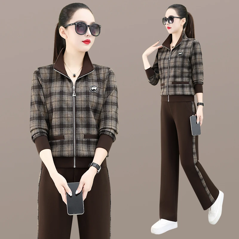 设计感时尚套装女2025秋季新款小个子拉链立领短外套阔腿裤两件套