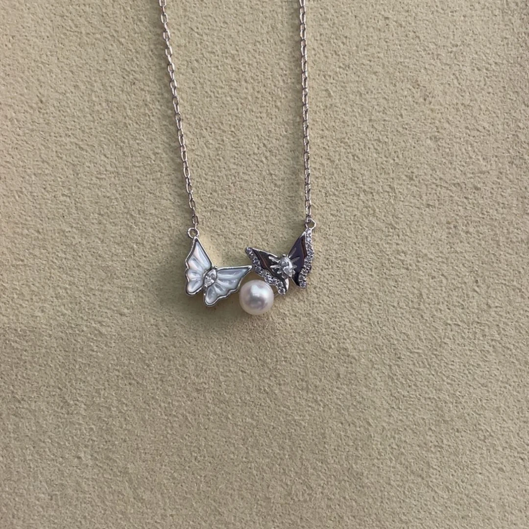 海水珍珠银S925镶嵌项链