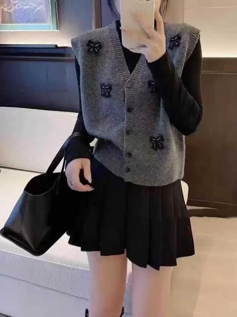 冬季新款蝴蝶结马甲7809