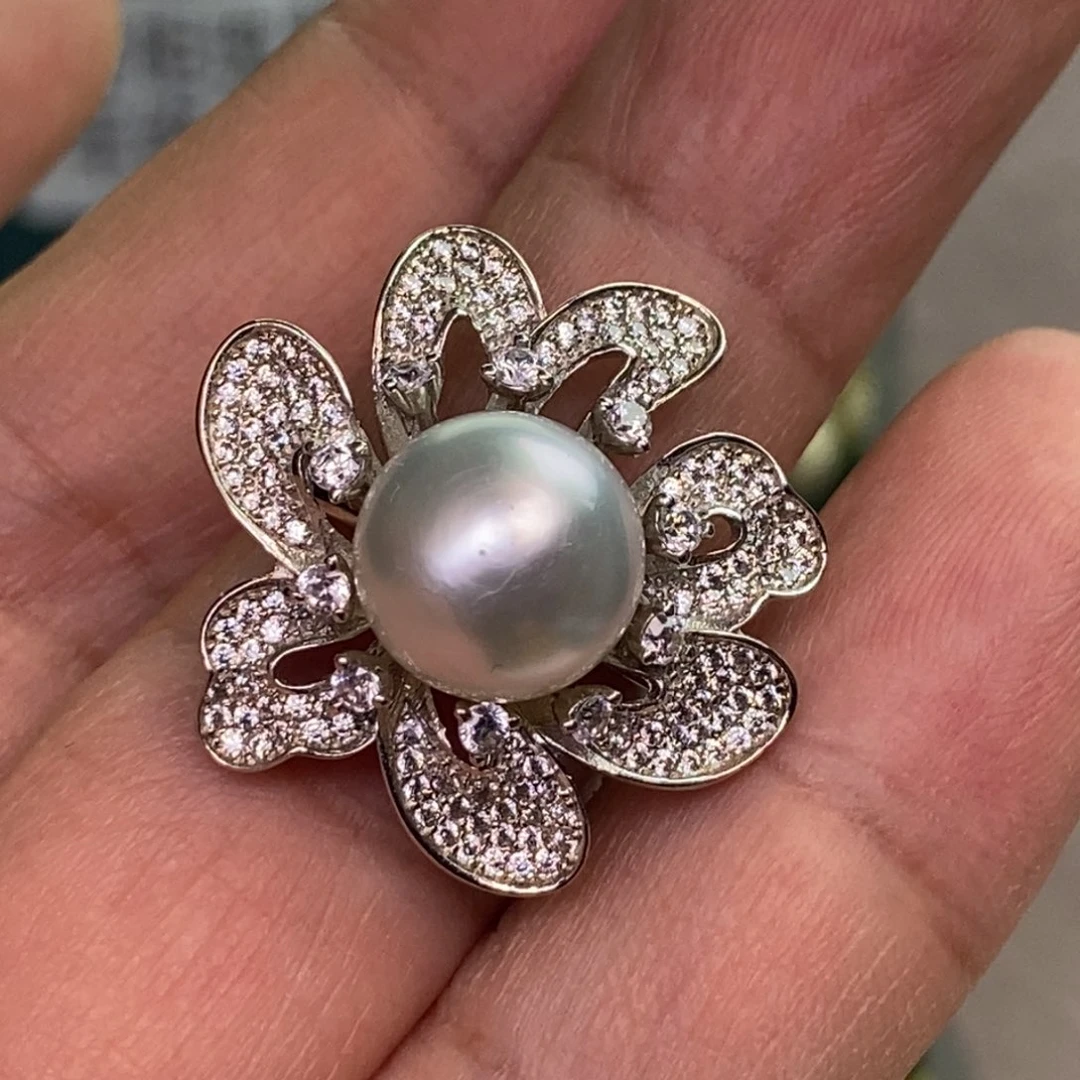 银S925镶嵌戒指海水珍珠