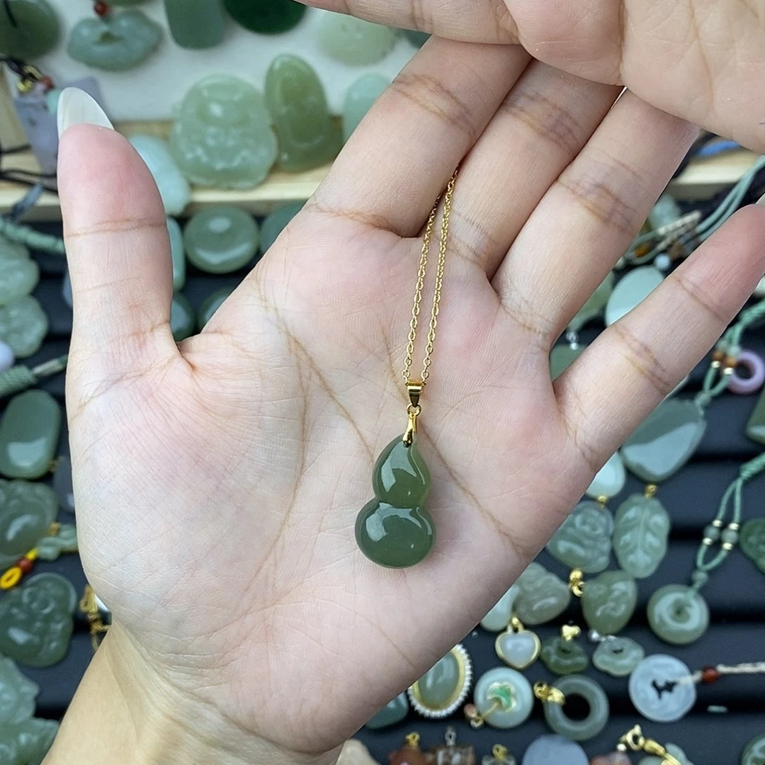 和田玉银S925镶嵌吊坠(不含链)