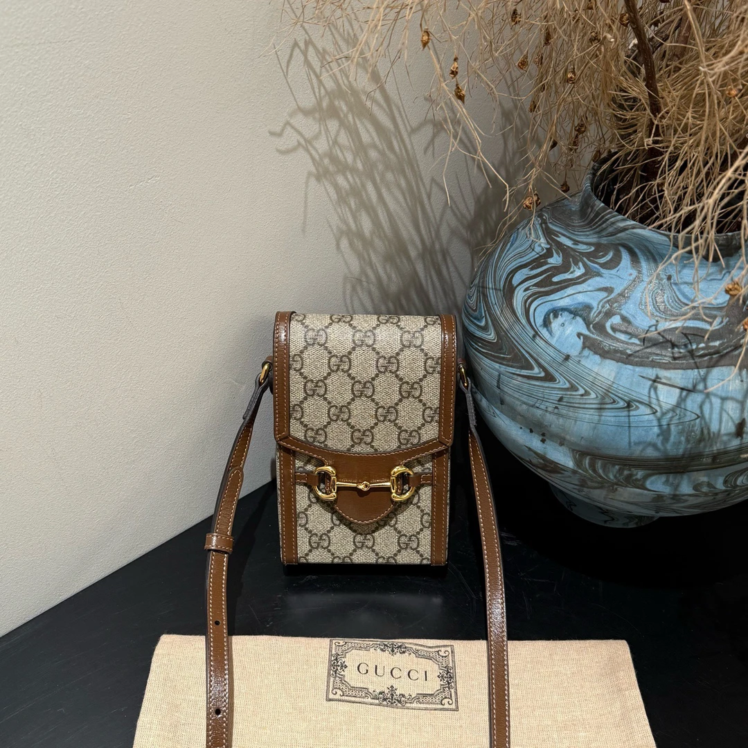 95新 GUCCI/古驰 1955竖版小盒子手机斜挎包18212815
