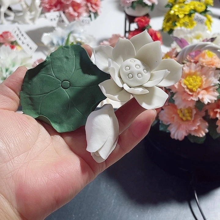 瓷片纯陶瓷手工捏花