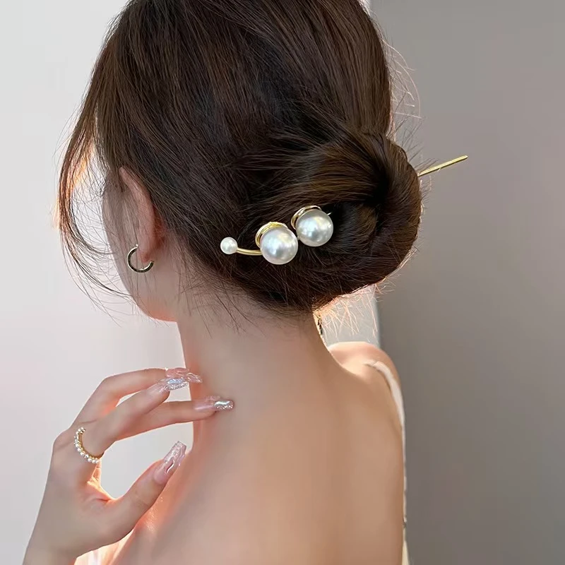 新中式檀木发簪古风高级感木质盘发发钗简约现代感新中式发簪