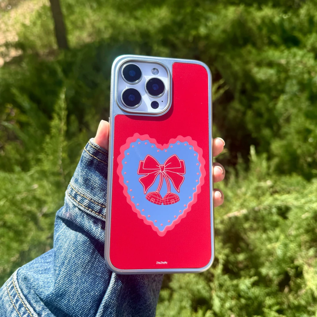 札札木·原创民族风蝴蝶结挂蒙古包电镀硬壳镜面银手机壳